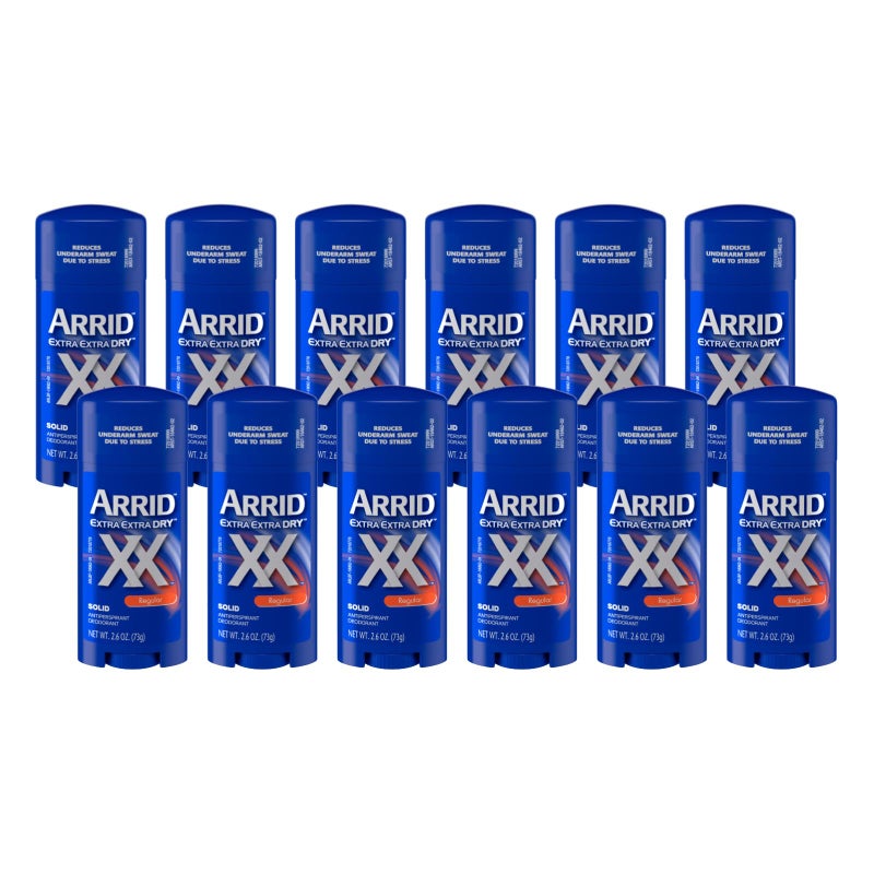 Arrid XX Extra Extra Dry Solid Antiperspirant Deodorant, Regular, 2.6 oz. (Pack of 12)